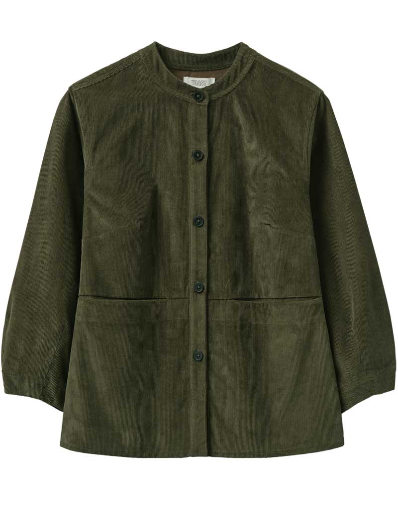 TOAST FRONT POCKET SOFT ORGANIC CORD SHIRT TENT GREEN