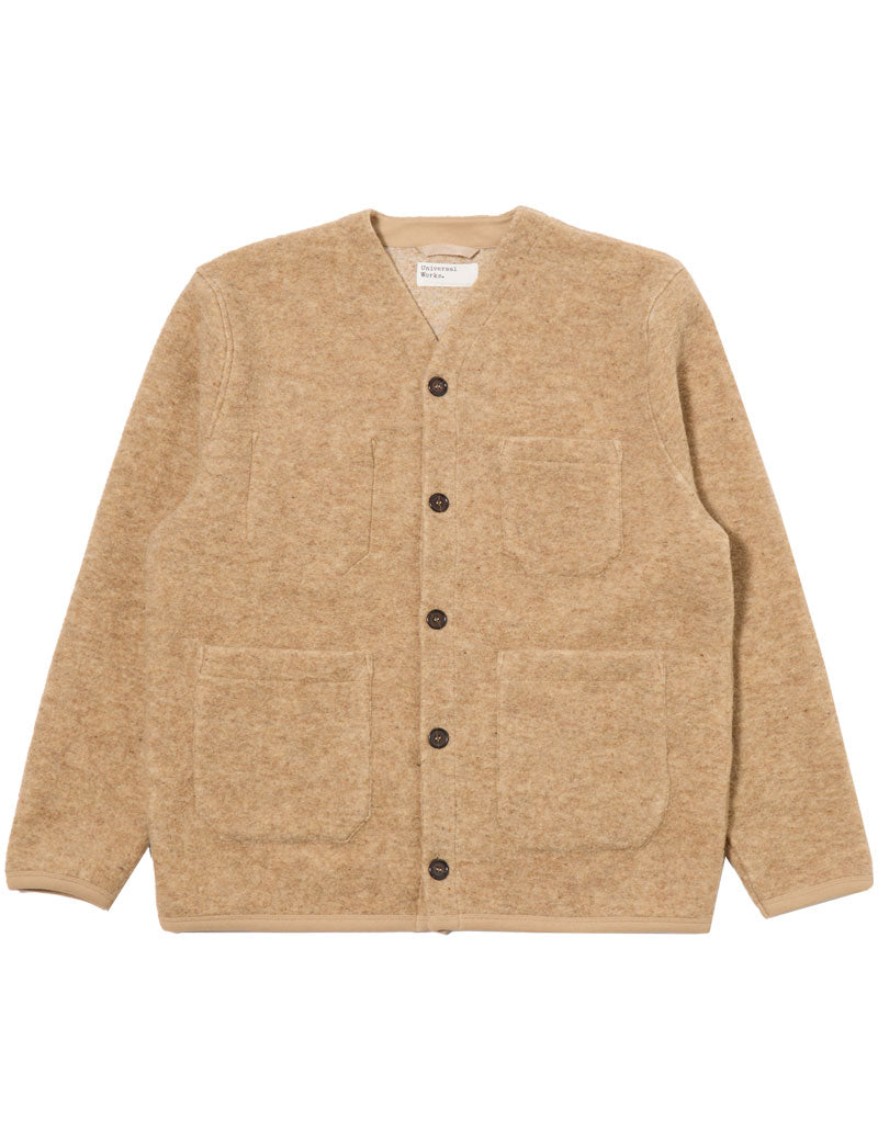 Universal Works Cardigan Fawn Wool Fleece