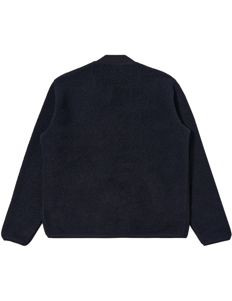 Universal Works Zip Bomber Jacket Navy Wool Fleece