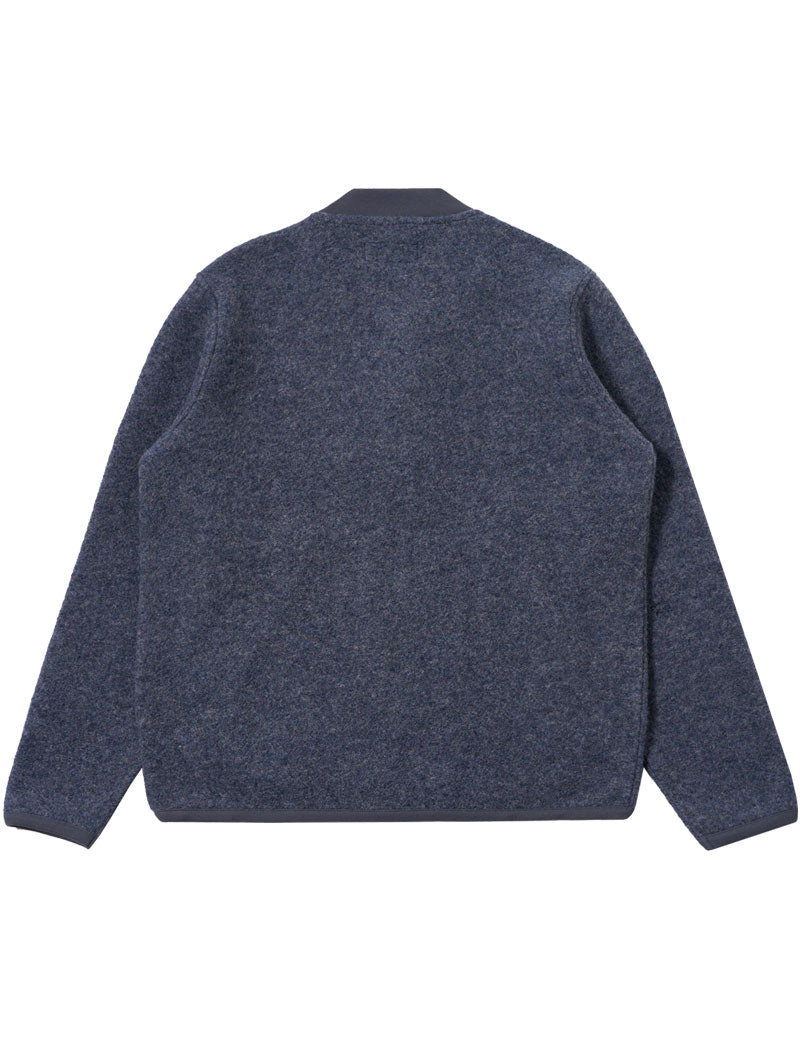 Universal Works Zip Bomber Jacket Slate Blue Wool Fleece