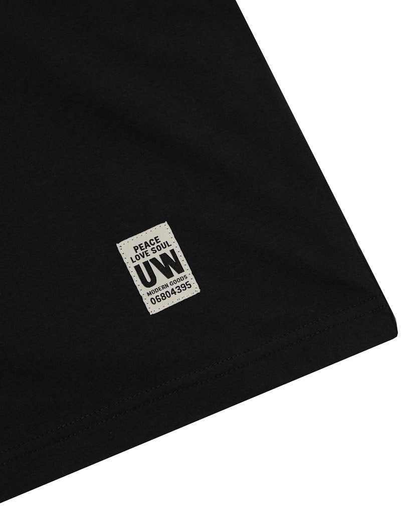 Universal Works Single Jersey Core Tee Black UW Detail