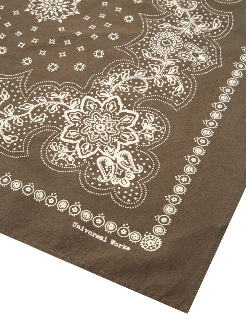 Universal Works Classic Bandana Neckerchief Olive Detail