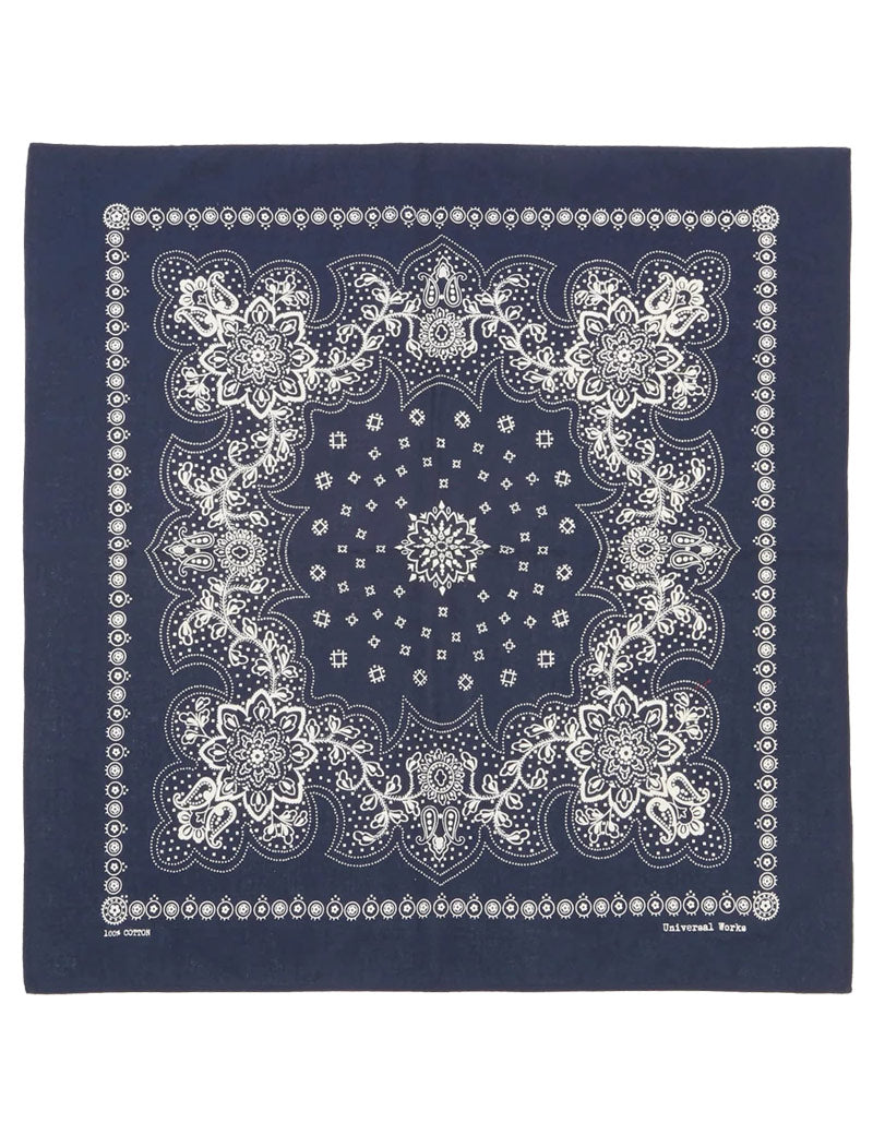 Universal Works Classic Bandana Neckerchief Navy Full