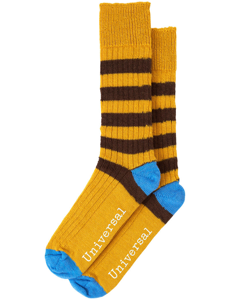 Universal Works Games Sock Wool Mustard Brown