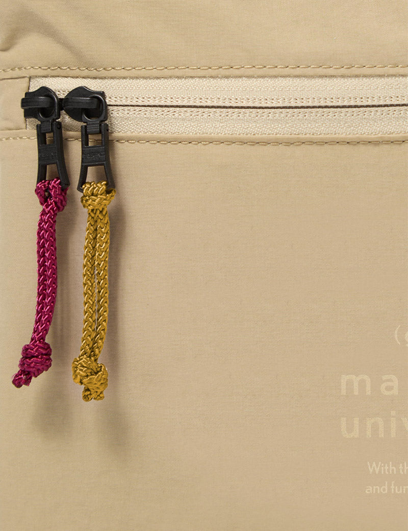 Universal Works X Master-Piece Canvas Sacoche Beige Zip Detail
