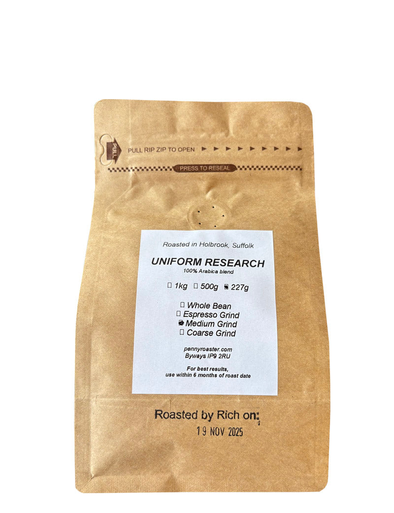 The Penny Roaster Uniform Research 100% Arabica Blend Medium Grind Coffee 227g