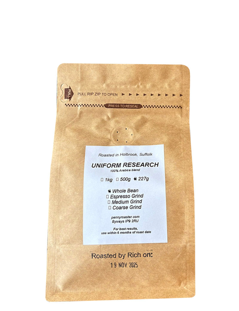 The Penny Roaster Uniform Research 100% Arabica Blend Whole Bean Coffee 227g