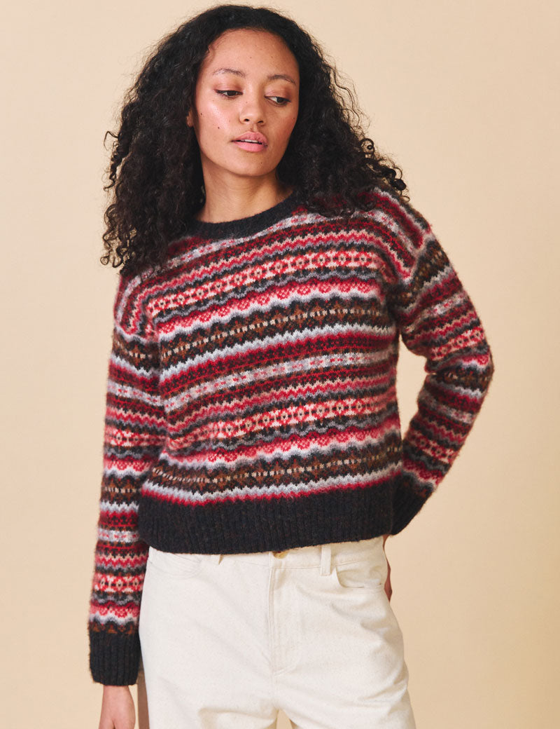 Sideline Poppy Jumper Black Red Mix