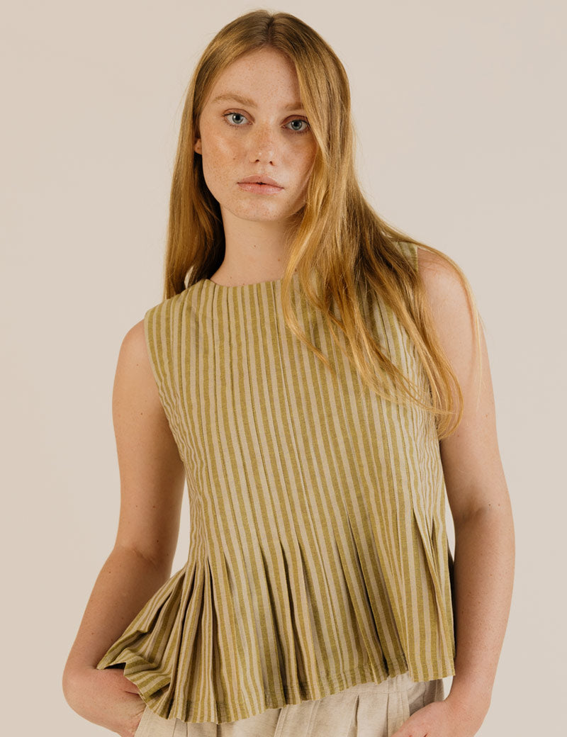 Sideline Minnie Top Ochre Stripe