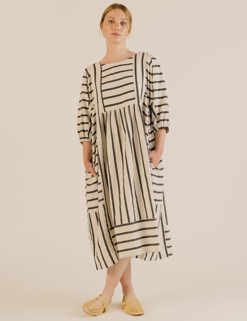 Sideline Betsy Dress Off White Stripe