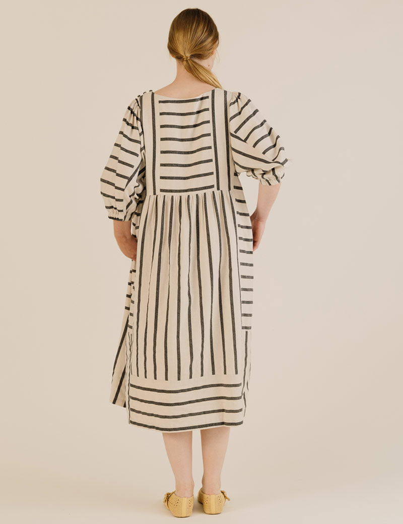 Sideline Betsy Dress Off White Stripe Back View
