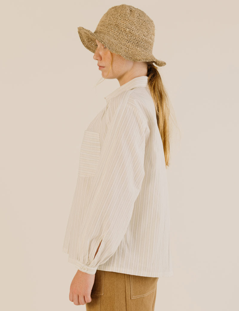 Sideline Amelie Shirt Soft Yellow Stripe Side View