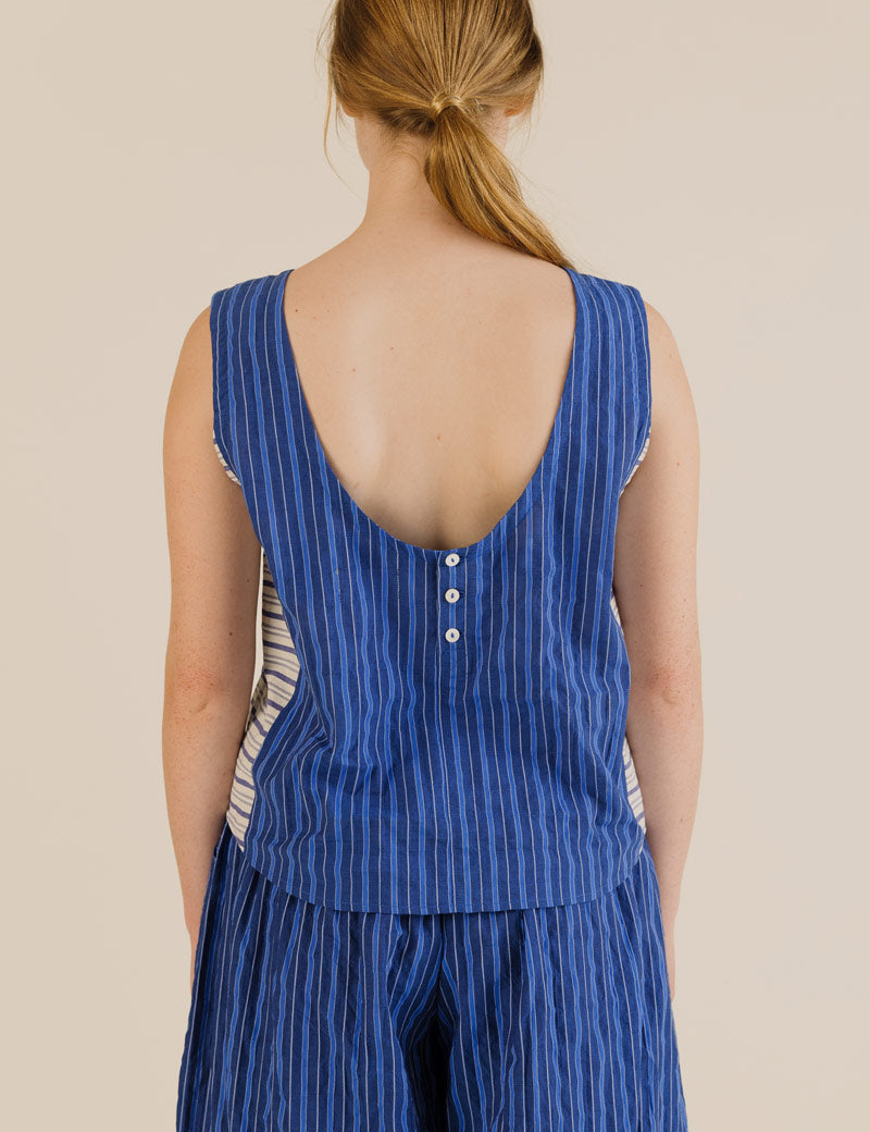 Sideline Anna Trousers Cobalt Stripe Back Detail