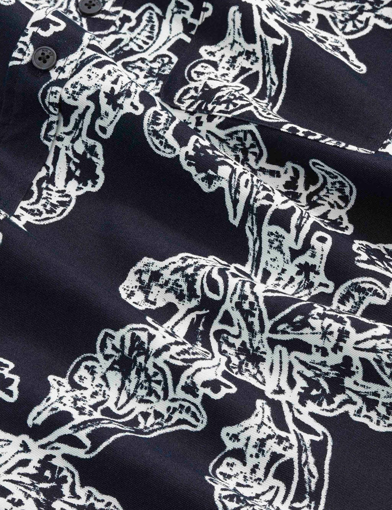 NN07 Deon All-Over Print Shirt Navy Blue Fabric Detail