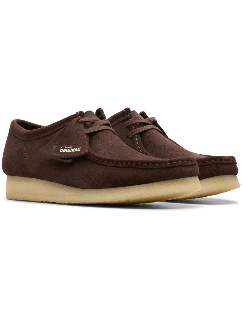 Clarks Originals Wallabee Dark Brown Suede Angled View