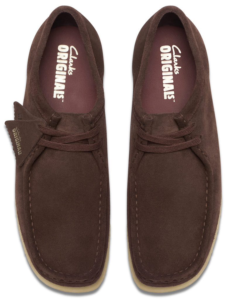 Clarks Originals Wallabee Dark Brown Suede Overhead View