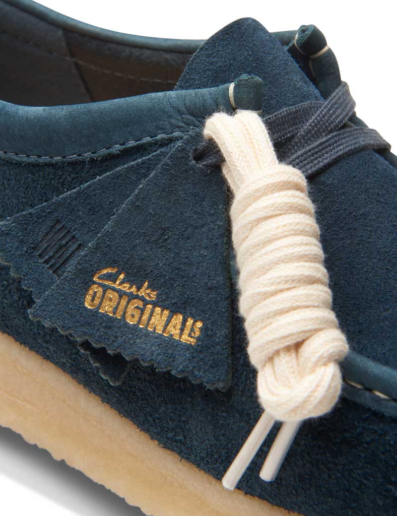 CLARKS ORIGINALS WALLABEE NAVY TEAL SUEDE