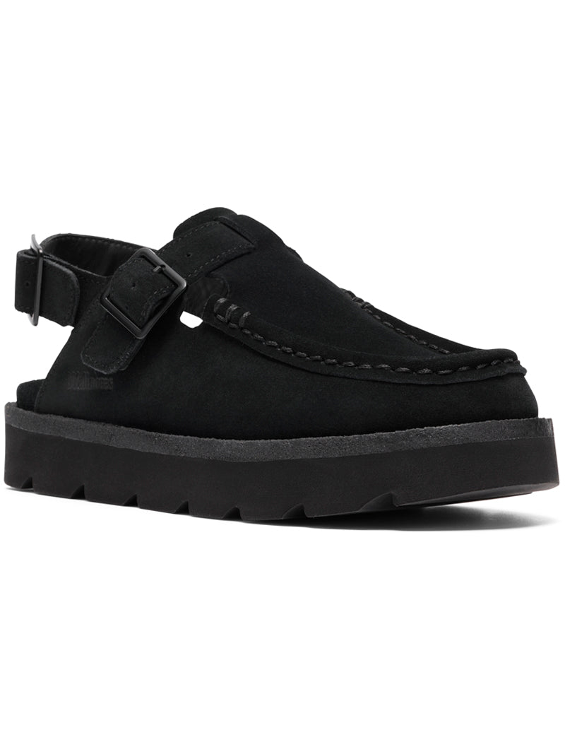 Clarks Originals Meare Easy Sandal Black Suede Women's Angled View