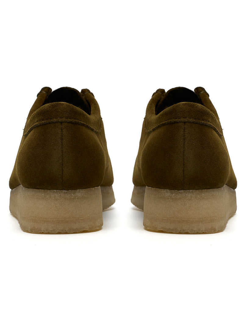 Clarks Originals Wallabee Olive Suede Women's Heel View