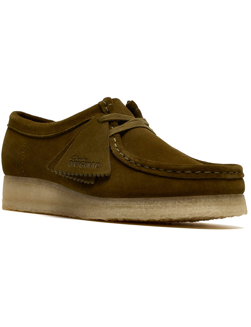 Clarks Originals Wallabee Olive Suede Women's Angled View