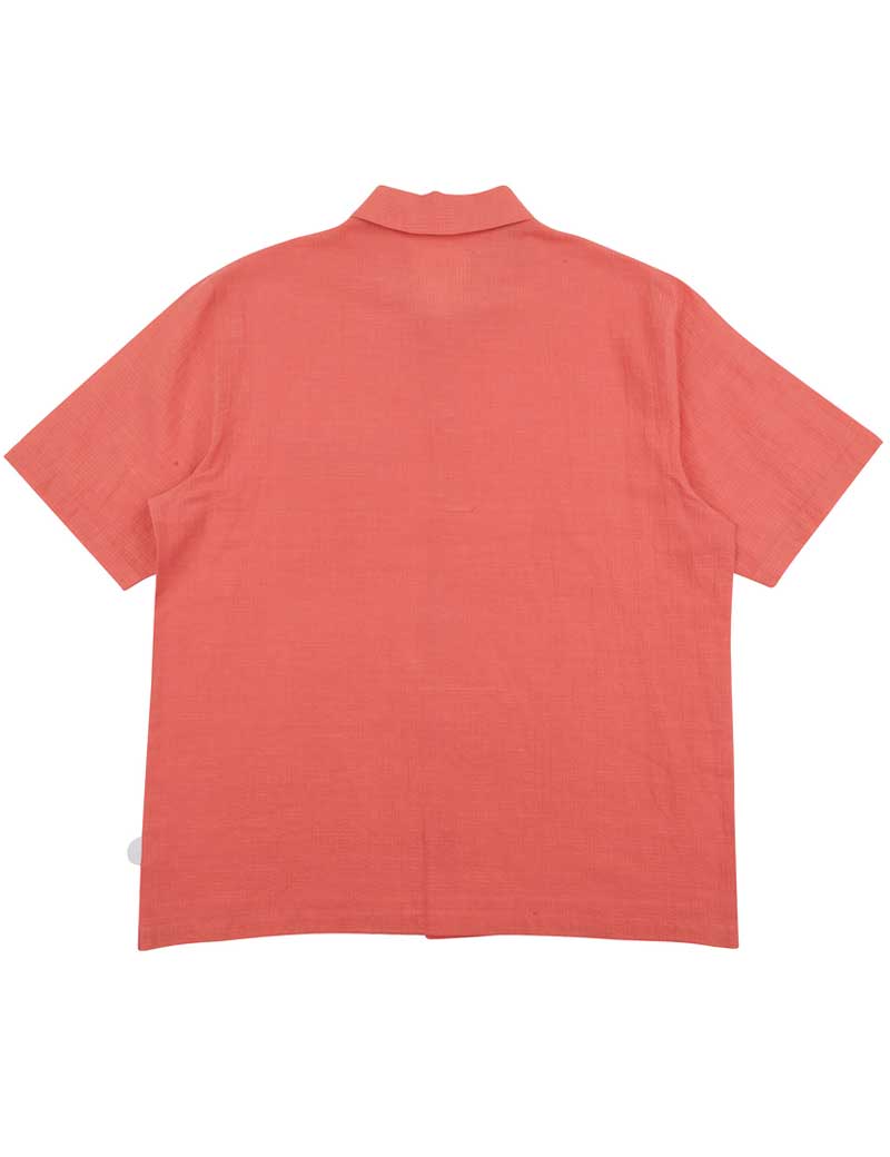 FOLK GABE SHORT SLEEVE SHIRT CORAL LINEN GRID