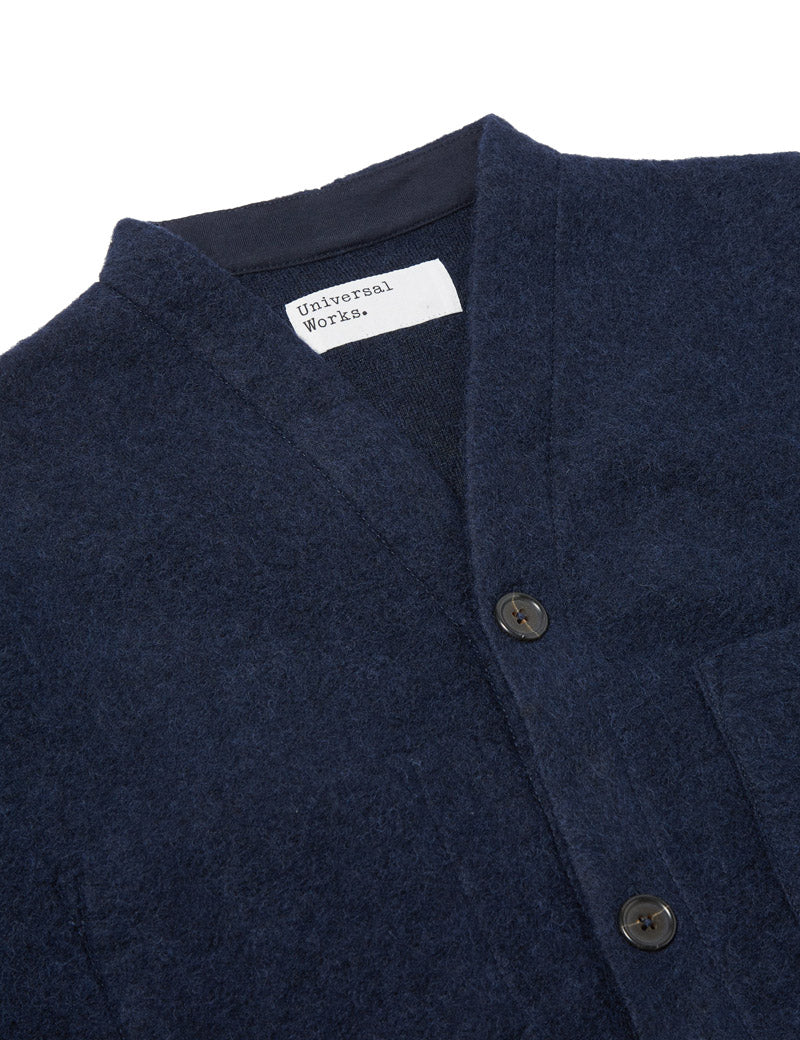 Universal Works Cardigan Navy Wool Fleece