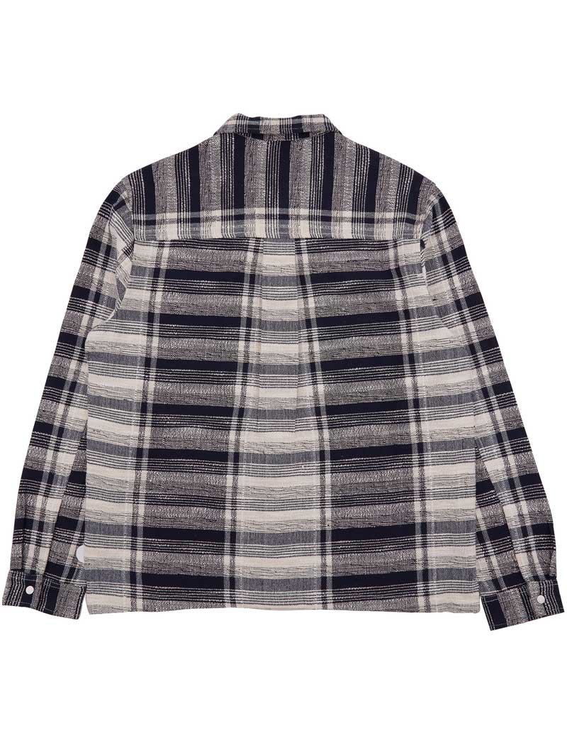 FOLK PATCH OVERSHIRT NAVY BASKET WEAVE CHECK