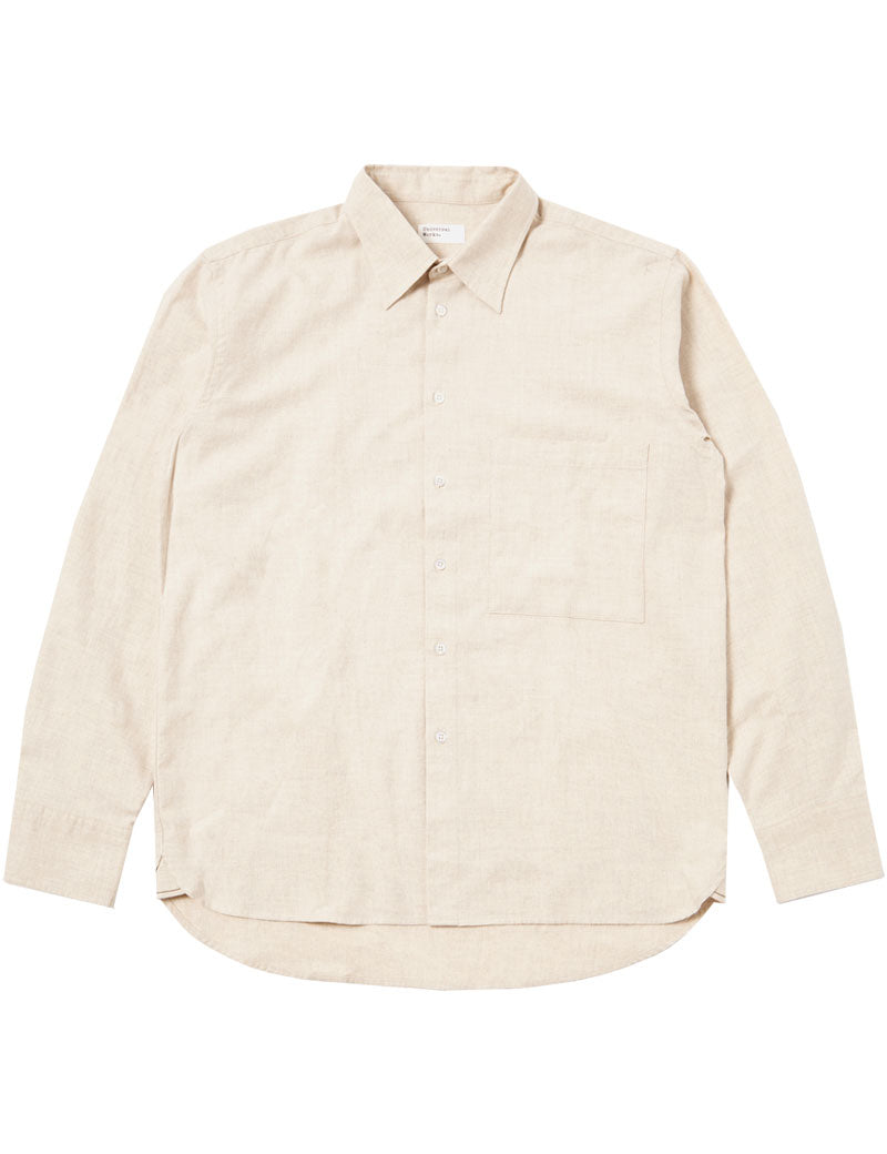 Universal Works Square Pocket Shirt Sand Brushed Flannel