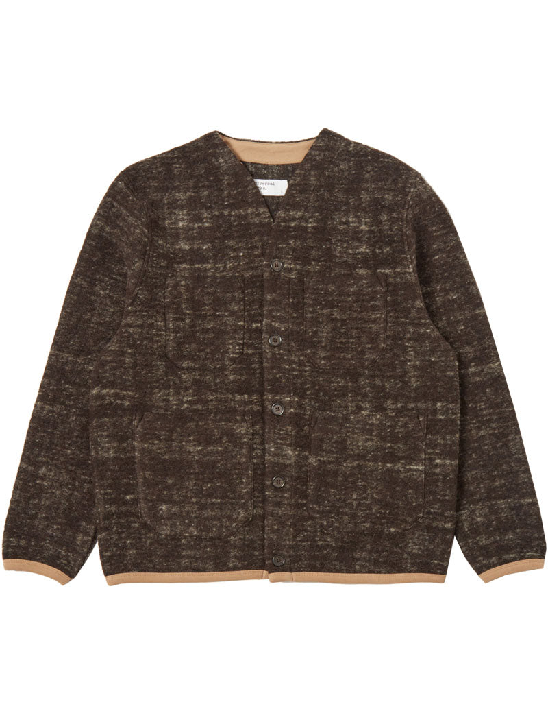 Universal Works Marble Fleece Cardigan Brown