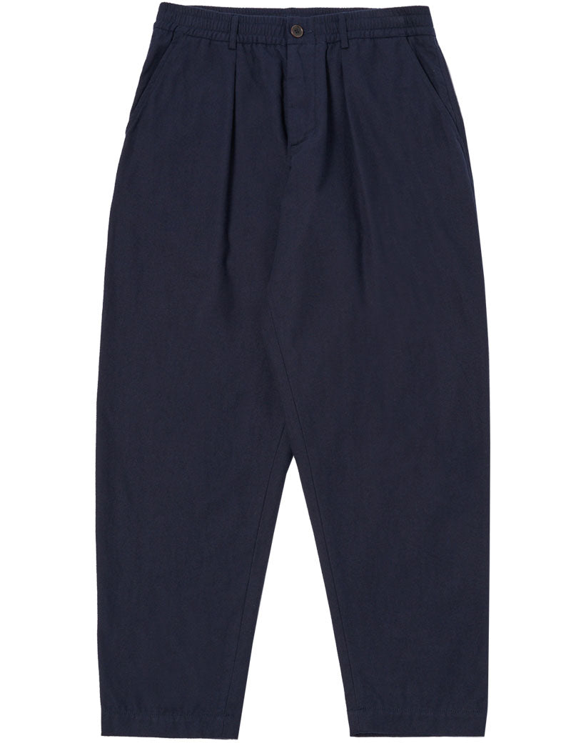 Universal Works Pleated Track Pant Brushed Moleskin Navy