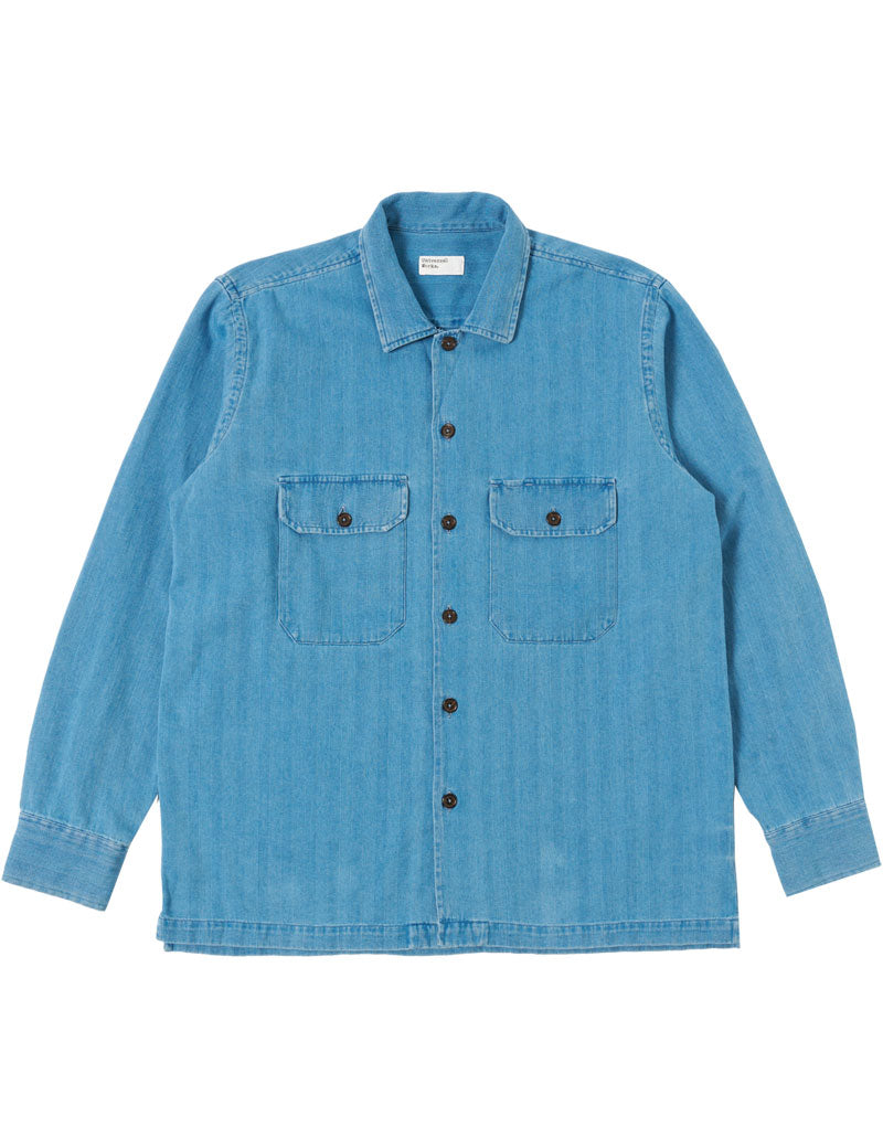 Universal Works Long Sleeved Utility Shirt Washed Indigo