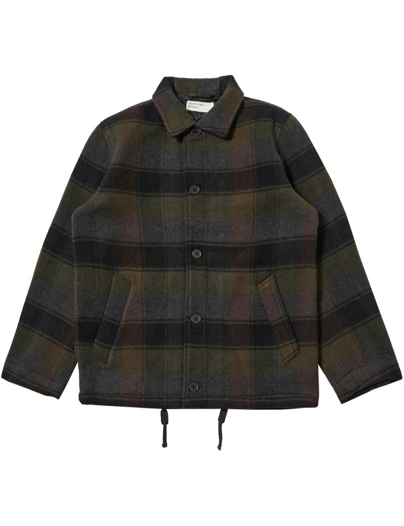 Universal Works Wayfarer Jacket Berlin Wool Check Black Brown