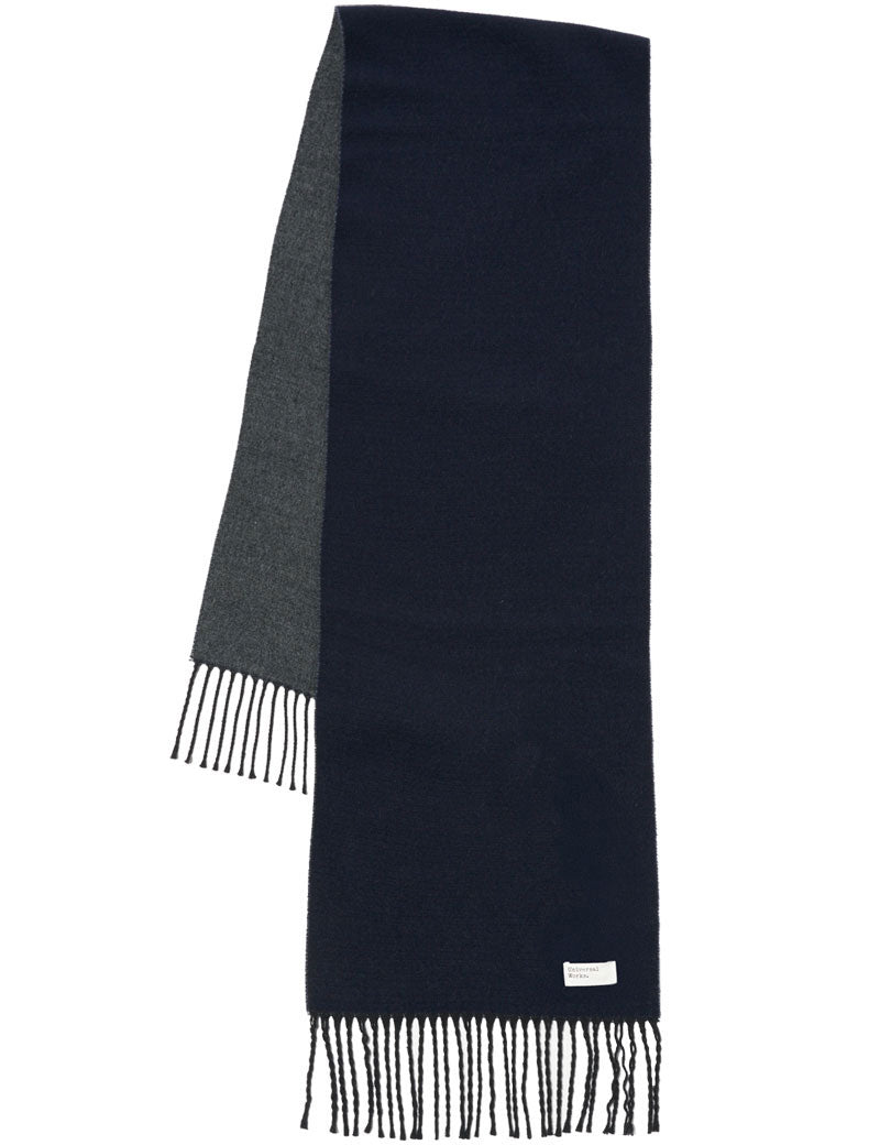 Universal Works Scarf Double Sided Navy Mid Grey