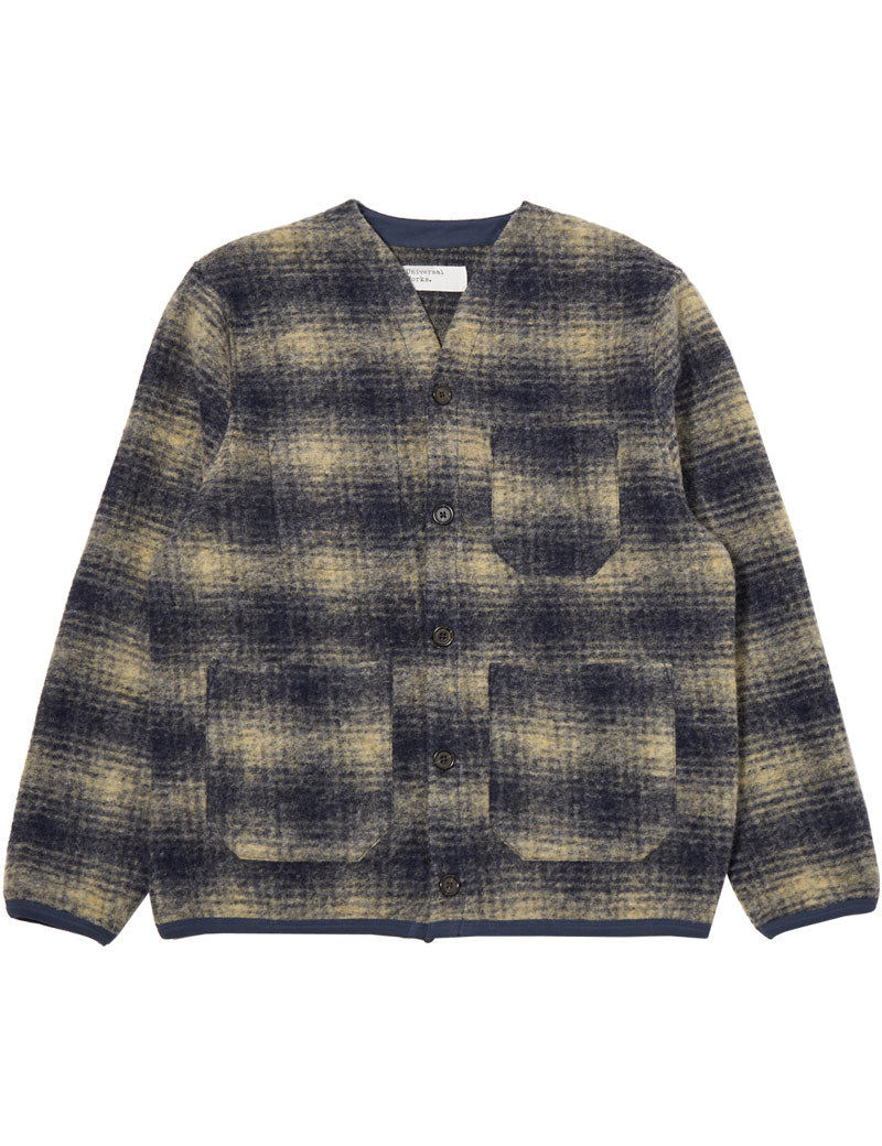 Universal Works Cardigan Uist Fleece Navy
