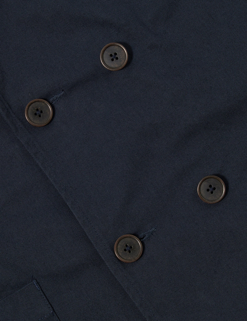 Universal Works Manor Jacket Navy Twill Button Detail