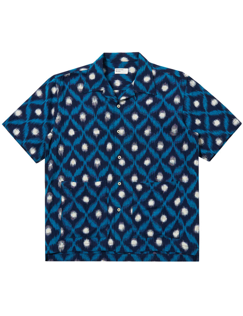 Universal Works Ikat Deck Shirt Indigo Diamond