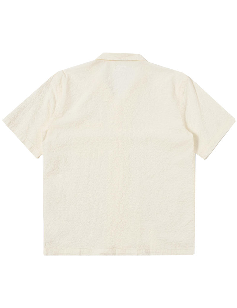 Universal Works Road Shirt Ecru Seersucker Back
