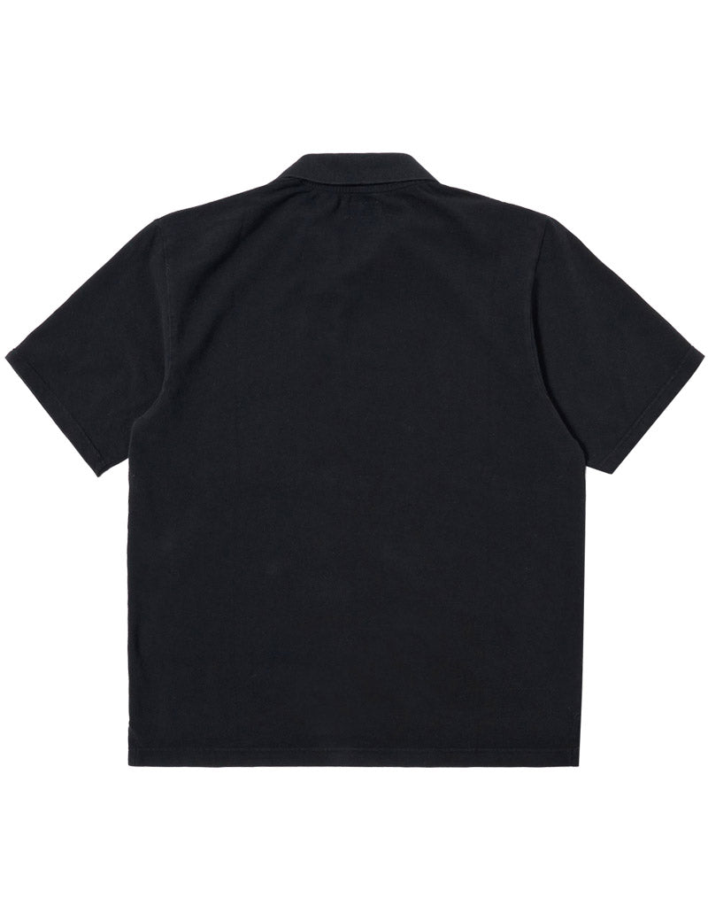 Universal Works Vacation Polo Shirt Piquet Black Back