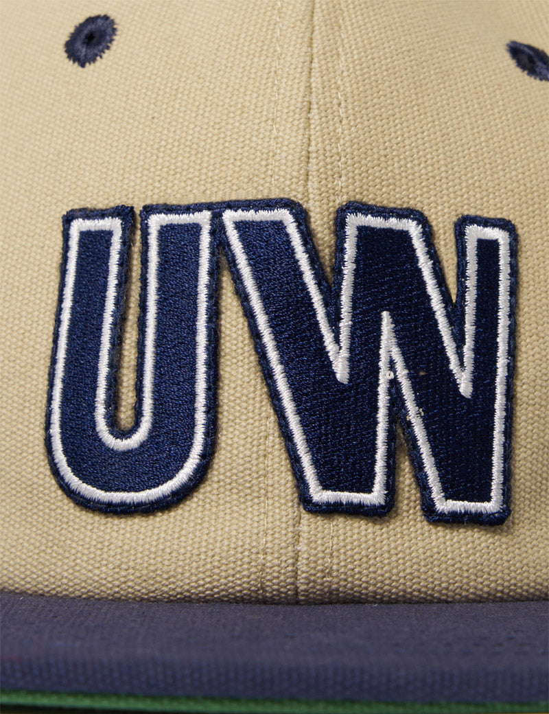Universal Works Baseball Hat Cap Sand Navy UW Detail