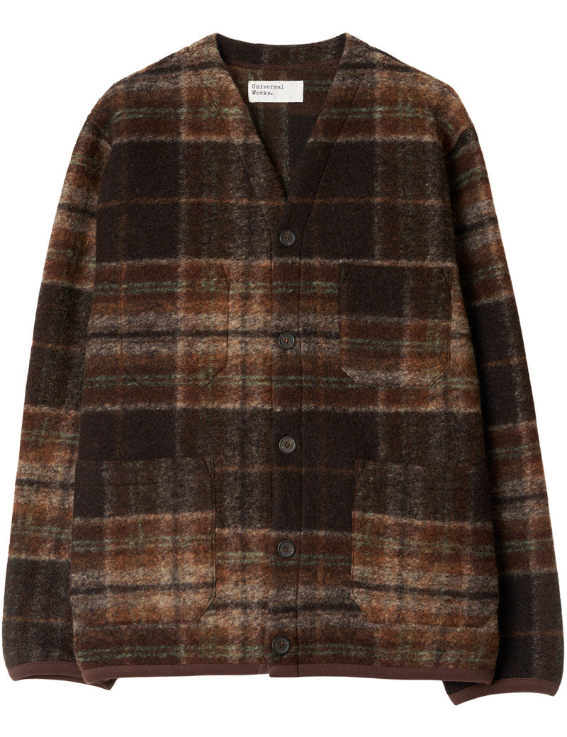 Universal Works Cardigan Pino Wool Fleece Brown
