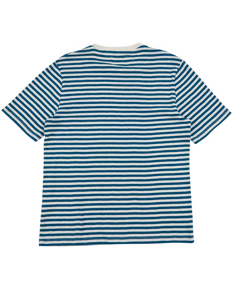 FOLK CLASSIC STRIPE T-SHIRT OCEAN BLUE ECRU