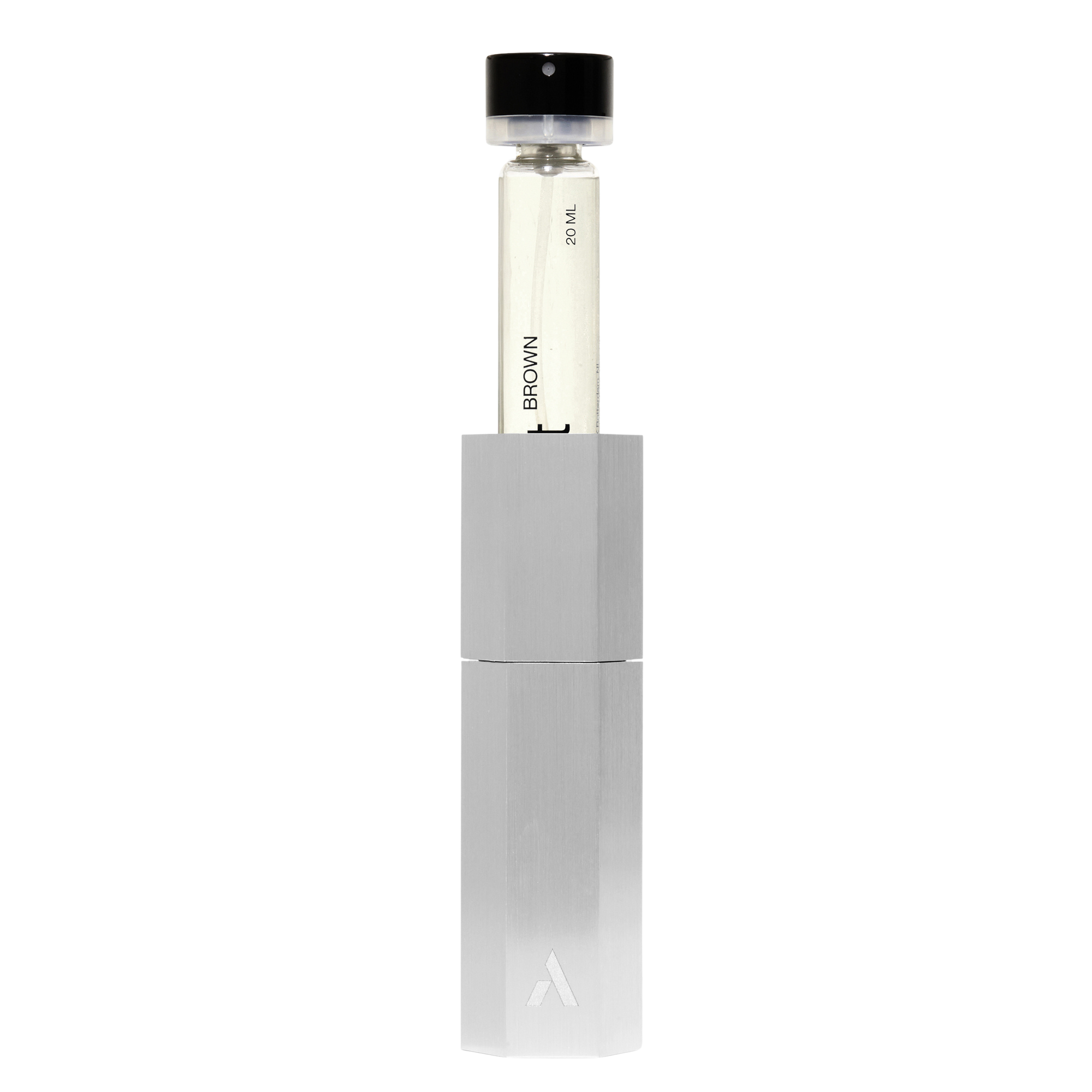 Ascent Brown Parfum Starter Kit Silver Case Spray sliding in to case