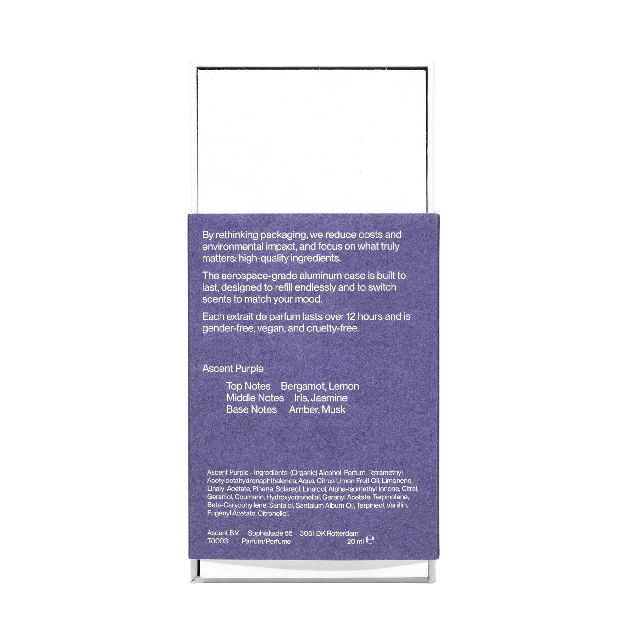 Ascent Purple Parfum Refill Spray Back of box