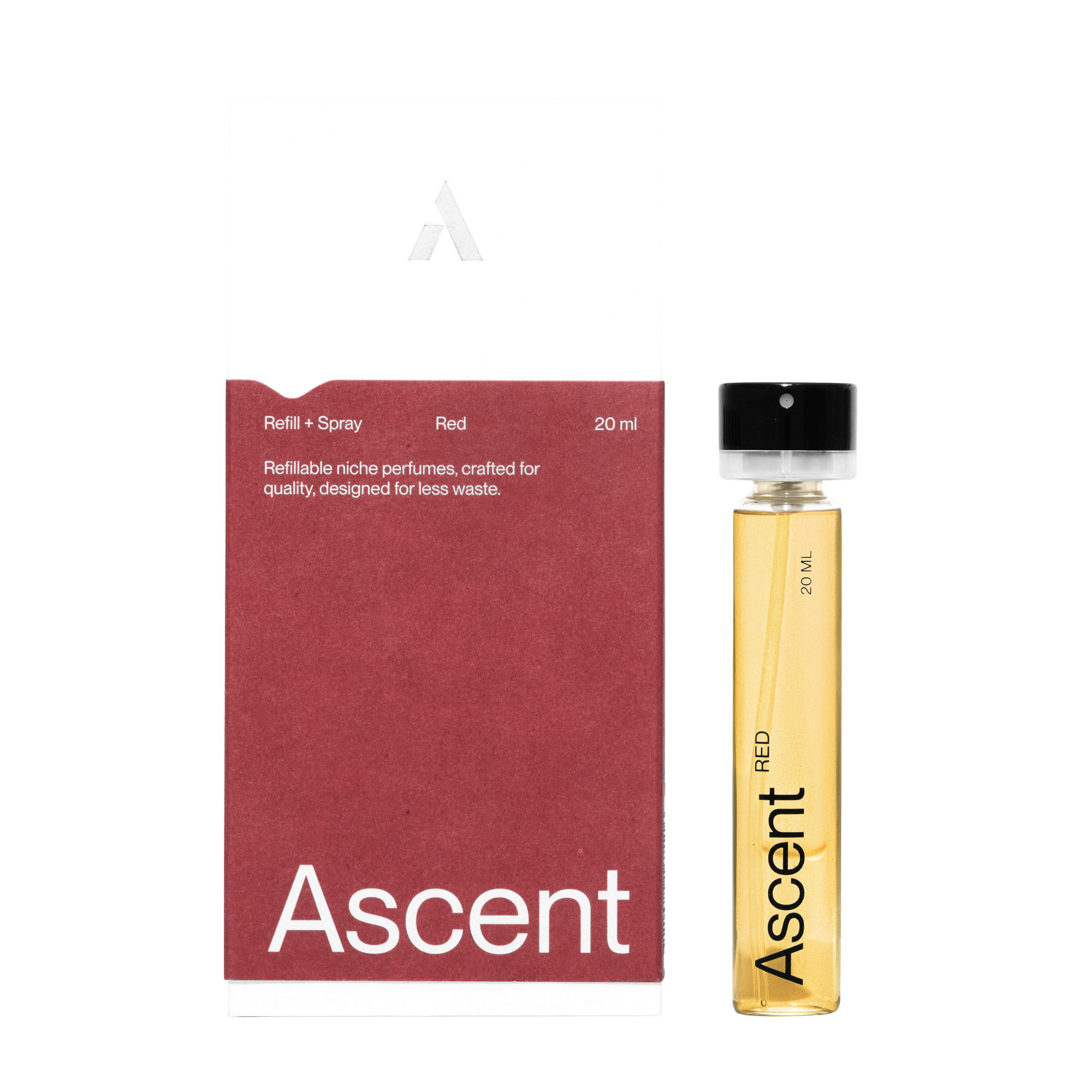 Ascent Red Parfum Refill Spray Fragrance with box