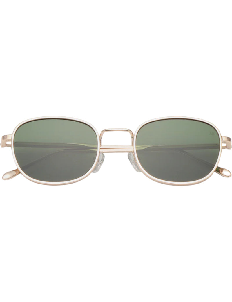 A.Kjaerbede Hello Sunglasses Gold Green Lens Arms Folded