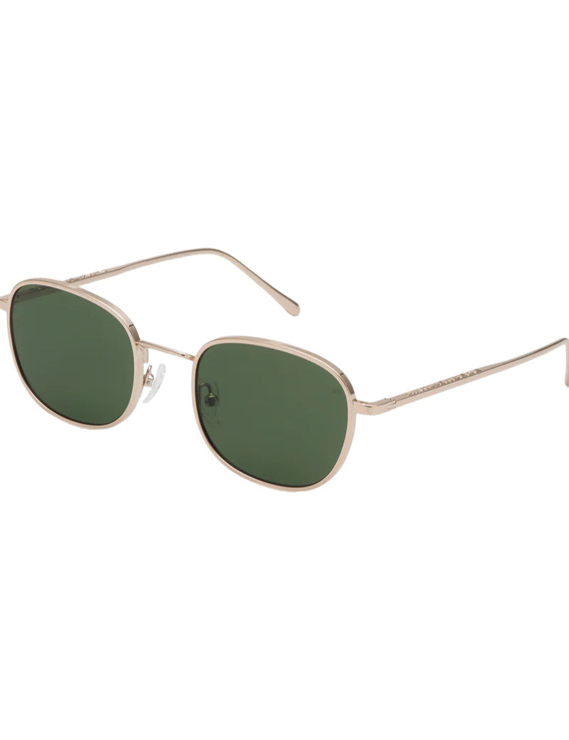 A.Kjaerbede Hello Sunglasses Gold Green Lens Angled View