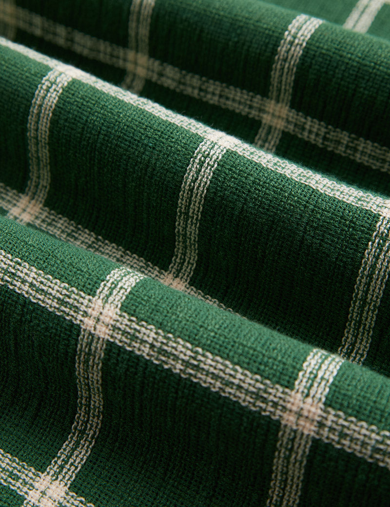 Portuguese Flannel Alvor Short Sleeve Shirt Green Fabric Detail
