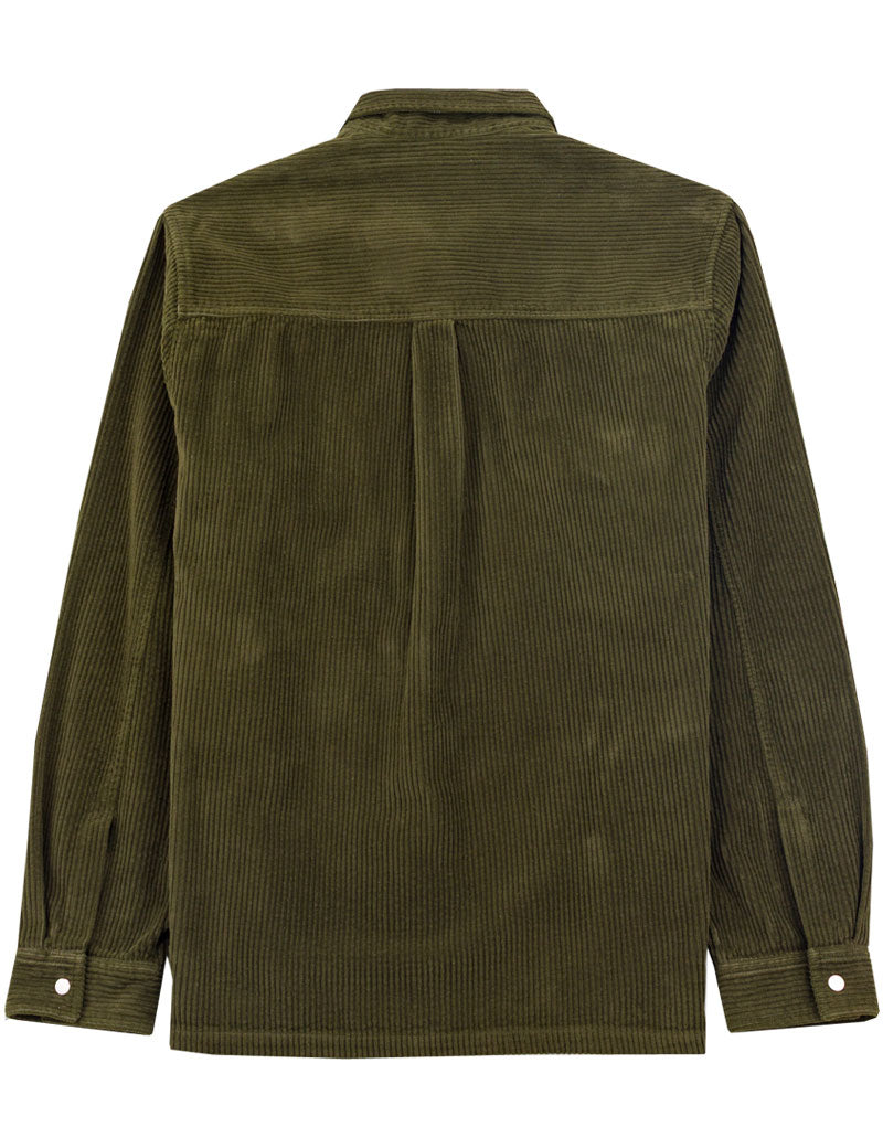 Folk Patch Overshirt Olive Chunky Cord
