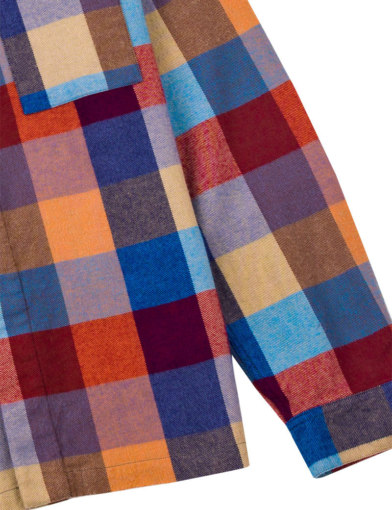 Folk Patch Overshirt Crimson Blue Mix