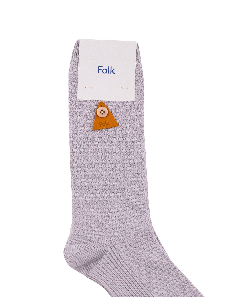 Folk Waffle Socks Silver Grey